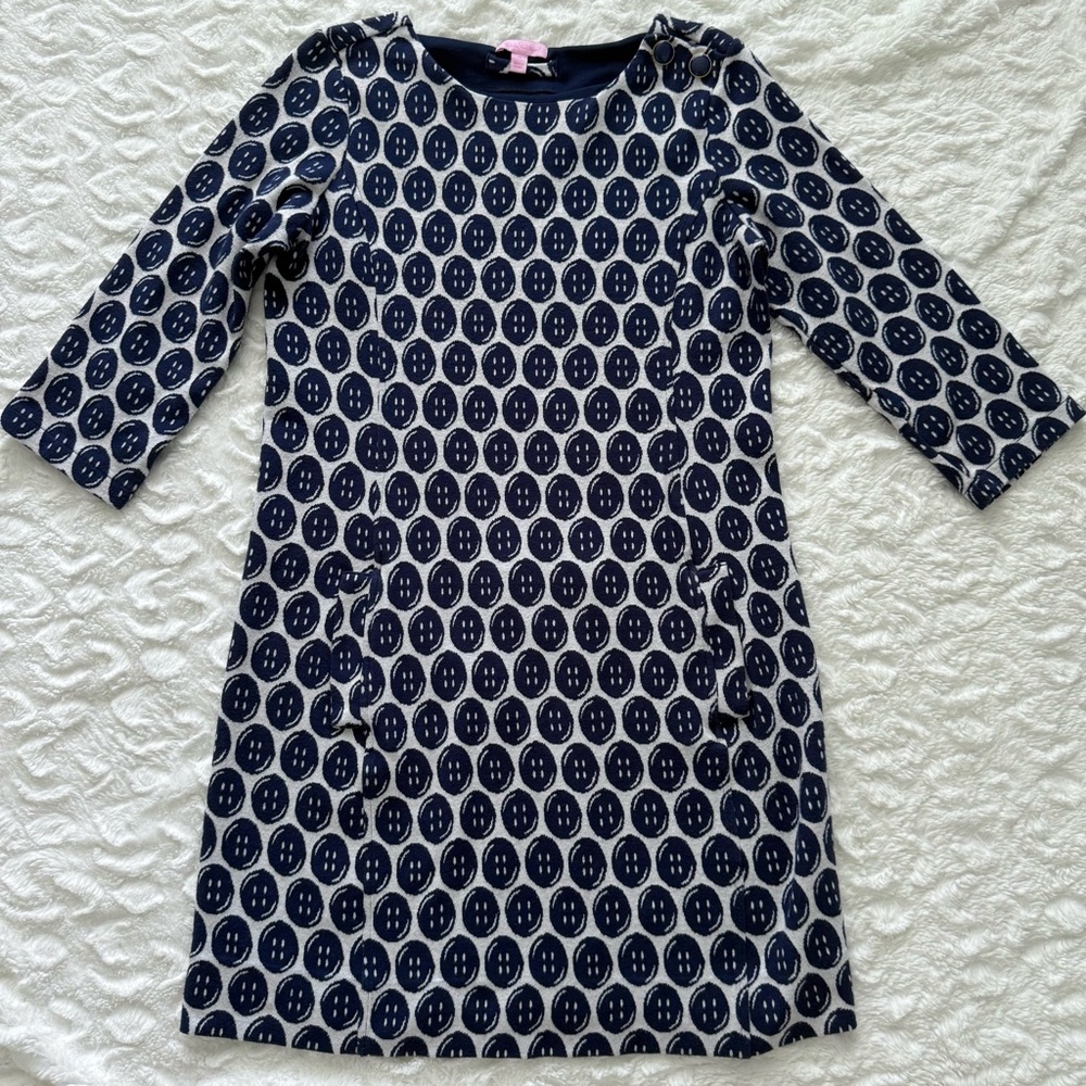 Lily Pulitzer Navy and White Button Print Dress